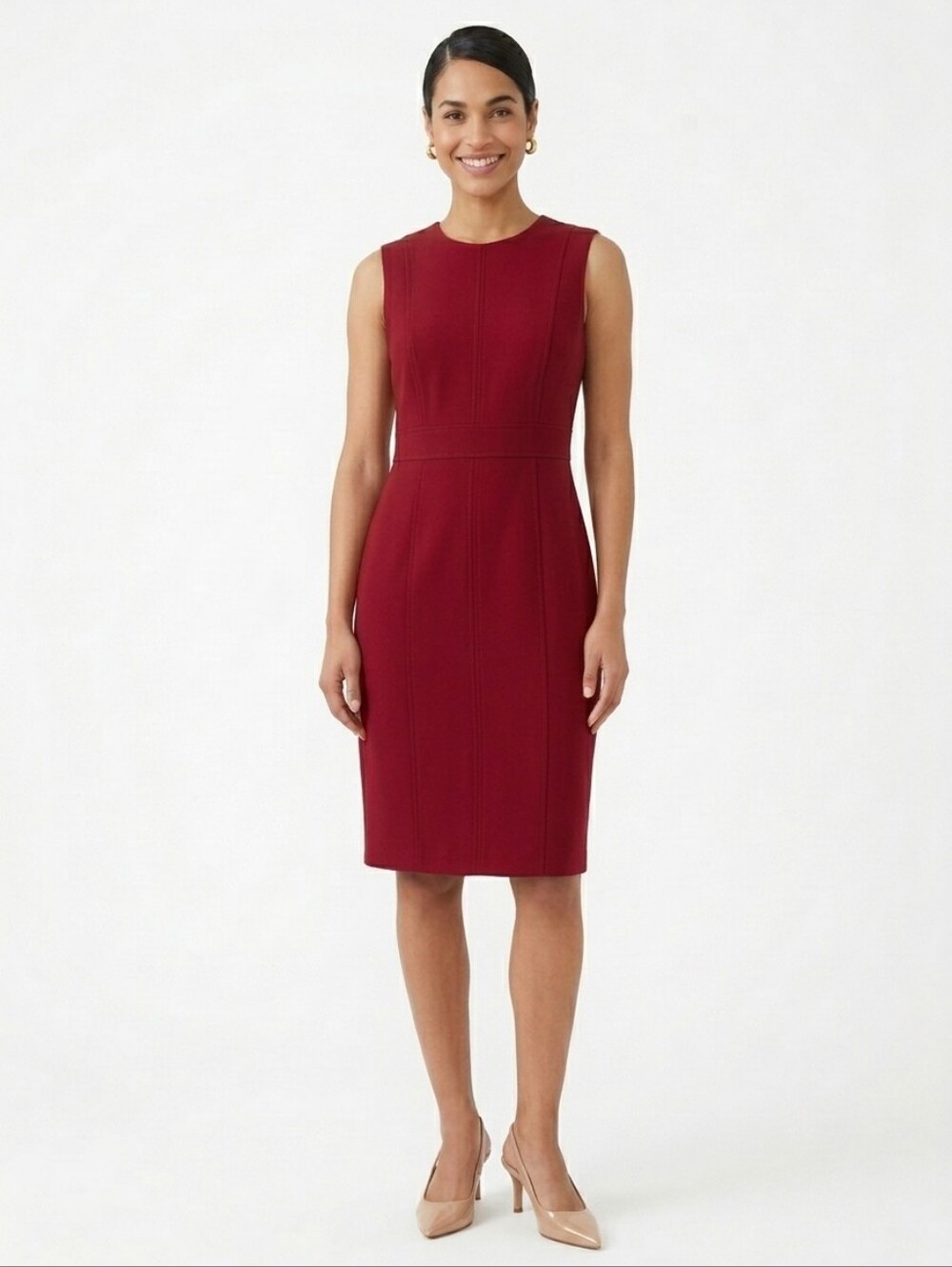 😍Tahari Arthur S. Levine Red Midi Dress Size 10 L